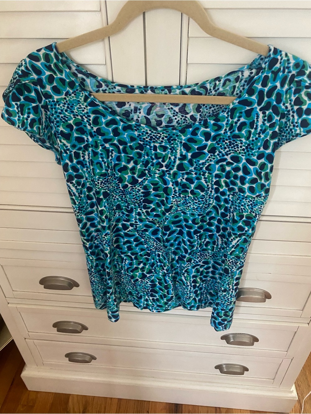 Lilly Pulitzer Teal and Blue Short Sleeve Scoop Neck Top